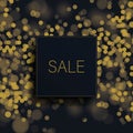 Big sale vector banner template with gold glitter blurred bokeh background. Special offers promotion, best deals and Royalty Free Stock Photo