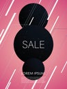 Big sale vector illustration with abstract geometric shapes on pink background. Sales promotion, special offers and Royalty Free Stock Photo