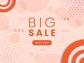 Big sale vector landing page template. Creative store clearance ads with multiple discount offers on trendy background