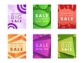 Big sale vector poster templates set. Trendy store clearance adverts design. Mega discounts promo, special price offers