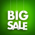 Big sale - white words hanging on green background