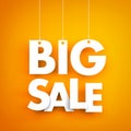 Big sale - white words hanging on orange background