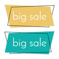 Big sale yellow and green banner on white background. Vector background with colorful design elements. Royalty Free Stock Photo