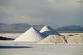 Big salt pile on Salar Uyuni salt lake Royalty Free Stock Photo