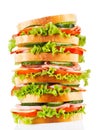 Big sandwich with bacon and vegetables Royalty Free Stock Photo