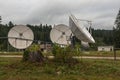 Big satellite dish antennas installed in the rural areas