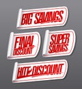 Big savings, final discount, super savings, hot discount - sale stickers Royalty Free Stock Photo
