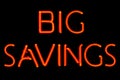 Big Savings neon sign