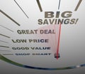 Big Savings - Speedometer Measures How to Save Royalty Free Stock Photo