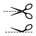 Big scissors with cut lines Royalty Free Stock Photo