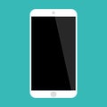 Big screen smartphone white color front view mobile phone on green background vector eps10. Mobile phone smartphone icon Royalty Free Stock Photo