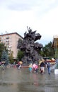 The big sculpture with fantastic heroes costs in Moscow Zoo. Walk with children in the day off.