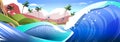 big sea or ocean wave with tropical island on background summer vacation concept horizontal Royalty Free Stock Photo