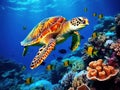 Big sea turle underwater Royalty Free Stock Photo