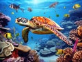 Ai Generated illustration Wildlife Concept of Big sea turle underwater Royalty Free Stock Photo