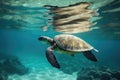 Big Sea Turtle Swimming with in ocean Royalty Free Stock Photo