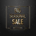 Big Seasonal Final sale text, special offer celebrate background with gold frames. Realistic vector stock design for shop and sale