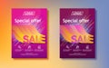 Big seasonal sale. Sale in 3d with a gradient. Abstract colored gradients background. Vertical poster design for print or web, med