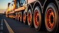 Big Semi Truck Wheels Tires. Rubber, Tyres. Tractor Truck. Freight Trucks Logistics Transport. Auto Service Shop. Royalty Free Stock Photo