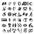 Big set of accessibility icons with different sign