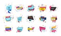 Big set of advertising stickers, banners, labels, discounts, promotions, sale.