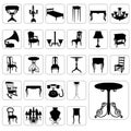 Big set of antique furniture vector Royalty Free Stock Photo