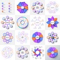 Big set of arrows, octagons, circles and cycle elements infographic templates with 8 options Royalty Free Stock Photo