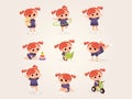 Big set of baby girl characters in different poses