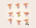 Big set of baby girl characters in different poses