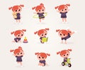 Big set of baby girl characters in different poses