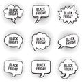 Big set of black friday template comic text speech chat bubble halftone dot background style pop art Royalty Free Stock Photo