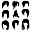 Big set of black hair styling for woman Royalty Free Stock Photo