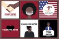Big set  Black Lives Matter and  I Can`t Breathe concept. Vector Illustration, Young African Americans man and woman against Royalty Free Stock Photo