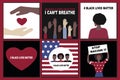 Big set  Black Lives Matter and  I Can`t Breathe concept. Vector Illustration, Young African Americans man and woman against Royalty Free Stock Photo