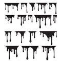 Big set of black paint drips. Vector illustration for your design Royalty Free Stock Photo