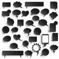 Big Set Black Paper Communication Bubbles Shadows