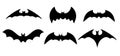 Big set of black silhouettes of bats. Bats collection isolated on white