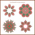 Big set of bright color and vintage circular ornaments. Mandala. Stylized flowers. Vintage Royalty Free Stock Photo