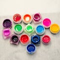 Big set of bright nail polishes, multicolored nailpolish Royalty Free Stock Photo