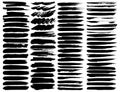 Big set of brush strokes, Black ink grunge brush strokes. Royalty Free Stock Photo