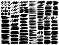 Big set of brush strokes, Black ink grunge brush strokes. Royalty Free Stock Photo