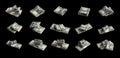 Big set of bundles of US dollar bills isolated on white. Collage with many packs of american money with high resolution on perfect Royalty Free Stock Photo