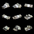 Big set of bundles of US dollar bills isolated on white. Collage with many packs of american money with high resolution on perfect Royalty Free Stock Photo