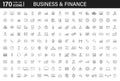 Big set of 170 Business and Finance web icons in line style. Money, bank, contact, infographic. Icon collection. Vector