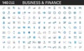 Big set of 140 Business and Finance web icons in line style. Money, bank, contact, office, payment, strategy, accounting, Royalty Free Stock Photo