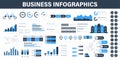 Big set of business infographics. Business icons. Elements marketing charts, steps, business processes, diagram, graphs, strategy