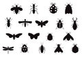 Big set of cartoon beetles silhouettes vector Royalty Free Stock Photo
