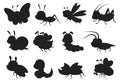 Big set of cartoon beetles silhouettes vector Royalty Free Stock Photo