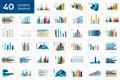 Big set of charst, graphs. Blue color. Infographics business elements