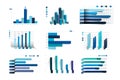 Big set of charst, graphs. Blue color. Infographics business elements.